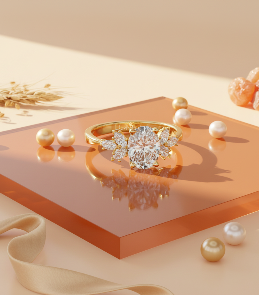 Oval Center Marquise Cluster Ring