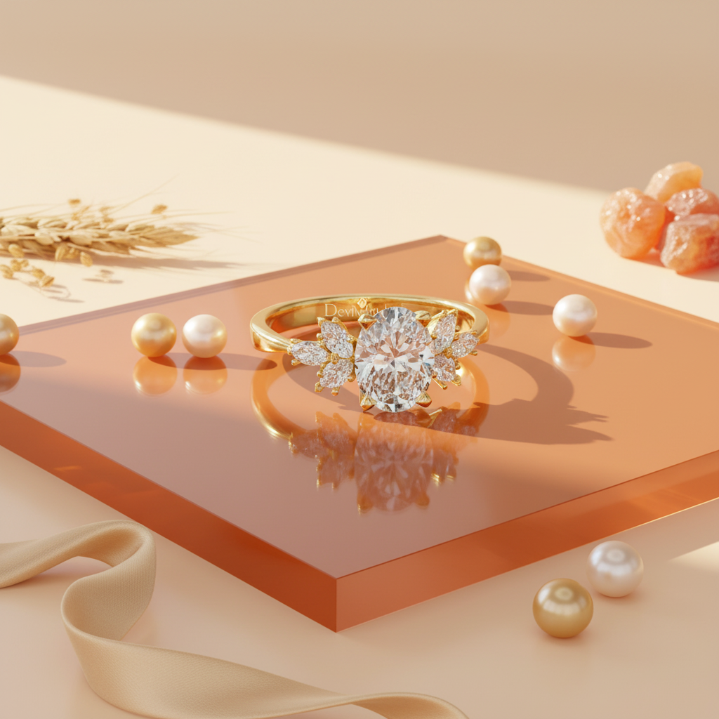 Oval Center Marquise Cluster Ring